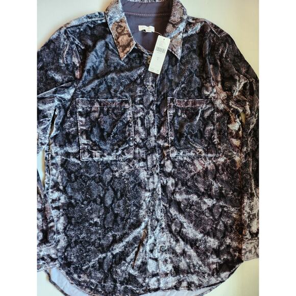 NWT Anthropologie The Hadley Relaxed Velvet Buttondown Shirt Sz S Grey #8A506 - Picture 4 of 9